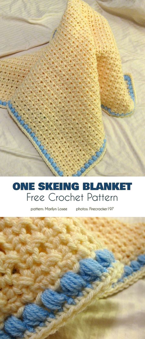 Crochet Baby Blanket Sizes, Baby Afghan Crochet Patterns, One Skein Crochet, Crochet Baby Blanket Free Pattern, Blanket For Baby, Easy Crochet Blanket, Easy Crochet Baby, Baby Afghan Crochet, Baby Jacke