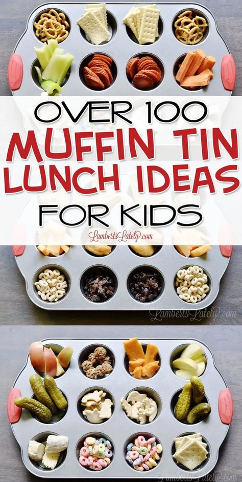 This list of over 100 muffin tin lunches for kids has creative ideas for a balanced at-home lunch. Great ways to expose kids to different foods - all from a muffin pan serving tray! Muffin Tin Meals, Kid Muffins, Lunches For Kids, Muffin Pan Recipes, Camp Meals, Toddler Muffins, Meals For Kids, Granola Bites, Lunch Ideas For Kids