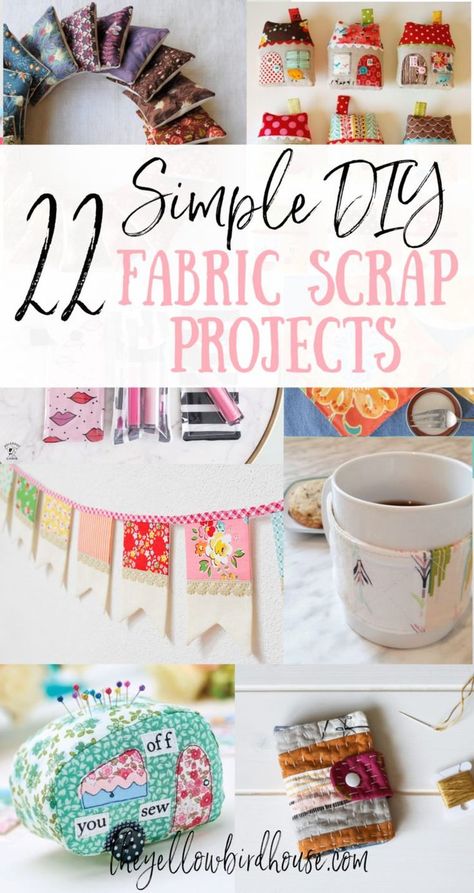 22 Simple DIY Fabric Scraps Projects to make in an afternoon. Use up some of your too-pretty-to-throw-out fabric pieces making some of these awesome DIY sewing projects. Great practical household items or sweet gift ideas. There's lots of simple sewing project using fabric scraps to choose from in this list! Fabric Scrap Projects, Creative Fabric, Scrap Projects, Fabric Crafts Diy, Diy Fabric Crafts, Scrap Fabric Crafts, Scrap Fabric Projects, Your Pretty, Beginner Sewing Projects Easy