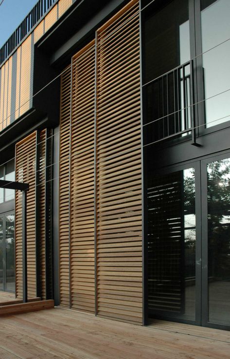 Residential Villa Artez Outdoor Shutters, Sliding Shutters, Louvered Shutters, House Shutters, Exterior Modern, التصميم الخارجي للمنزل, Shutters Exterior, Front Entry Doors, Design Exterior