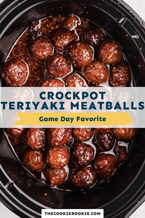 Crockpot Teriyaki Meatballs are melt in the mouth and coated with a delicious Teriyaki Sauce. So easy to make and perfect for pleasing the crowd on game day! Game Day Crockpot Recipes, Teriyaki Meatballs Crockpot, Crockpot Meatball Recipes, Frozen Meatballs Crockpot, Crockpot Teriyaki, Teriyaki Meatballs Recipe, Superbowl Food Appetizers, Frozen Meatball Recipes, Meatball Recipes Crockpot