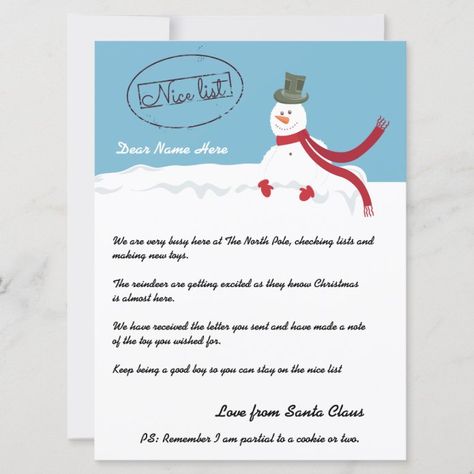 Santa Stamp, Personalized Letters From Santa, Movies Characters, Letter From Santa, Snowman Cards, Holiday Design Card, Nice List, Personalized Letters, From Santa