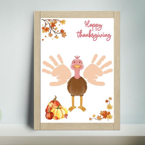 Thanksgiving Handprint Craft | Toddler Handprint Art | Print for Keepsake Gift | Turkey Footprint Craft | Daycare Activity | Printable Craft Thanksgiving Handprint Crafts Toddlers, Turkey Footprint Craft, Turkey Footprint, Turkey Handprint Art, Toddler Handprint Art, Thanksgiving Handprint, Craft Toddler, Thanksgiving Poems, Thanksgiving Crafts Preschool