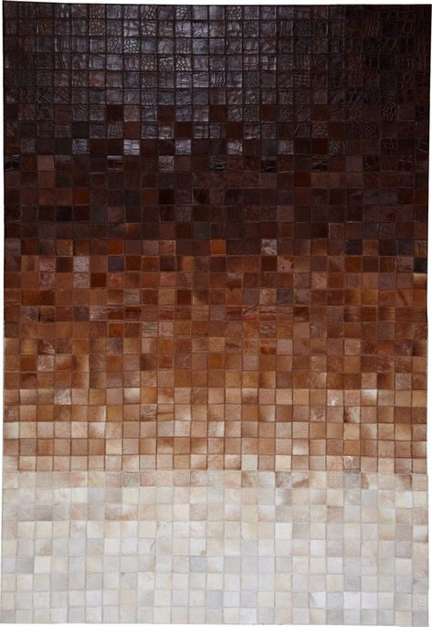 modernrugs.com Leather Cowhide Gradient Ombre Mosaic Modern Design Rug Rug On The Wall, Sicis Mosaic, Cow Skin Rug, Tile Design Pattern, Patchwork Cowhide Rug, Modern Rug Design, Skin Rugs, Cowhide Rugs, Leather Rug