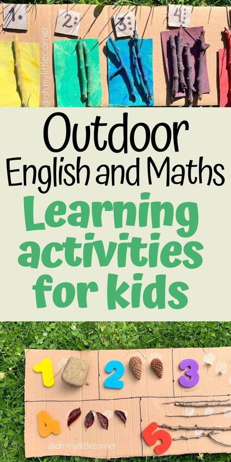 Outdoor Preschool Lessons, Numeracy And Literacy Activities Preschool, Outdoor Curriculum Preschool, Outdoor Number Activities Preschool, Outdoor Education Activities Kindergarten, Forest School Literacy Activities, Outdoor Home School Ideas, Easy Forest School Activities, Nature Literacy Activities