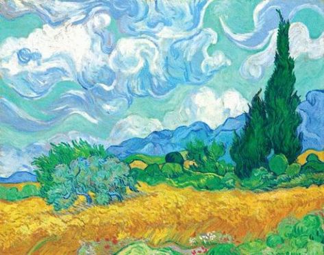 free cross stitch pattern based on Van Gogh painting of a wheat field. Wheatfield With Cypresses, فنسنت فان جوخ, Gogh Paintings, Vincent Willem Van Gogh, Vincent Van Gogh Art, Georges Seurat, Arte Van Gogh, Hieronymus Bosch, Van Gogh Museum