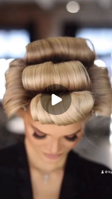 Hair Shinion Ideas, Big Curl Hairstyles Wedding, Pageant Up Do Hairstyles, Miami Vice Hairstyles Women, 1980s Prom Hair, How To Do A 50s Hairstyle, Blowout Rollers Tutorial, Big Bun Updo, Hair Show Hairstyles