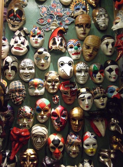 Barcelona, Spain Wall Of Masks, Clown Masks, Jester Mask, Circus Aesthetic, Dark Circus, Fun Office, Arte Indie, Carnival Mask, Clown Mask