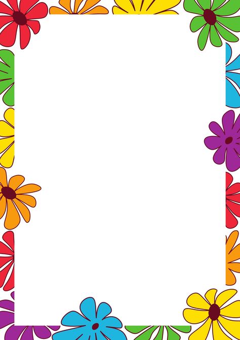 Colorful Rainbow Floral Pride A4 Stationary Page Border - Templates by Canva A4 Border Design, Rainbow Border Design, Floral Border Design Frames, Teachers Illustration, Calendar Background, Colorful Borders Design, Border Templates, Colorful Borders, Page Borders Design