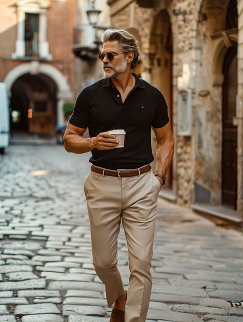 Discover 26 Stylish Ideas for Black Polo Outfit Men Ranging from Formal to Casual Summer Streetwear Black Polo Outfit Men, Black Polo Outfit, Outfit Men Ideas, Office Outfit Men, Polo Outfit Men, Polo Outfit, Mens Slacks, Classy Outfits Men, Khaki Trousers