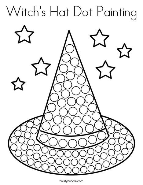 Witch's Hat Dot Painting Coloring Page - Twisty Noodle Dot Coloring Pages, Halloween Crafts Preschool, Twisty Noodle, Halloween Kindergarten, Halloween Worksheets, Halloween Crafts For Toddlers, October Crafts, Halloween Classroom, Halloween Arts And Crafts