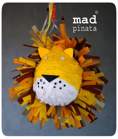 Paper lion pinata. #lionpinata #safariparty #lionking #lionkingparty #jungleparty #lionkingbirthday #lionparty #animalbirthday #lionkingpinata #lion #animalpartyideas #madpinata #Beautifulpinata Lion Pinata, Hier Encore, Lion Birthday Party, Pinata Diy, Lion Party, Lion King Party, Birthday Pinata, Wild Birthday Party, Lion Birthday