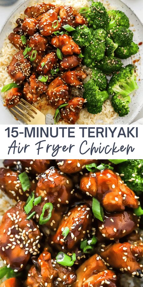 This is the best Air Fryer Teriyaki Chicken that cooks in under 15 minutes for an easy weeknight meal everyone will love! Juicy, succulent chicken tossed and perfectly cooked in a sticky, flavorful teriyaki sauce. Low-carb and gluten-free. Air Fryer Teriyaki Chicken, New Air Fryer Recipes, Teriyaki Recipe, The Best Air Fryer, Chicken Teriyaki Recipe, Best Air Fryer, Air Fryer Oven Recipes, Air Fryer Recipes Chicken, Air Fryer Dinner Recipes