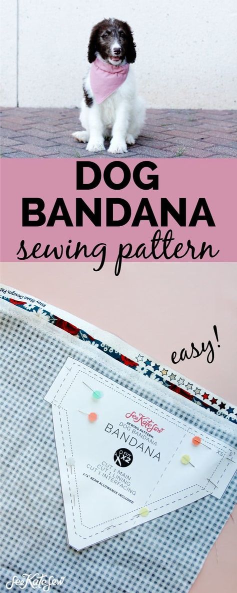 Easy Dog Bandana, Dog Bandana Diy, Dog Clothes Patterns Sewing, Dog Bandana Pattern, Dog Sewing Patterns, Diy Dog Collar, Dog Bandanna, Puppy Bandana, Bandana Pattern