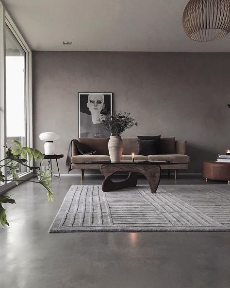 Concrete Floors Living Room, Concrete Interiors, Living Room Arrangements, Danish Furniture Design, 카페 인테리어 디자인, Hus Inspiration, Best Interior Design, House Flooring, Home Room Design