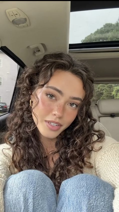 Curly Hair Boho Style, Long Curly Face Framing Layers, Wavy Hairstyles With Braid, Curly Hair Half Up, Long Layered Curly Hair Face Framing, Graduation Hair, Hair Inspired, Natural Curly Hair Cuts, Brown Curly Hair