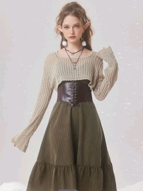 Casual Fantasy Clothing, Fairycore Outfit, Fairycore Fashion, Character Inspired Outfits, Mode Boho, Pointelle Knit, Fairy Fashion, Women Sweaters, Vibe Clothes