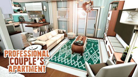 A modern apartment for a couple of interior decorators & their cat! 👩‍❤️‍👨 • 📍 Pinecrest Apartments 404 in Evergreen Harbor • No CC • Gallery ID: ChrissieYT • Packs Used: NOT pack restricted! • $58,515 Simoleons • 1 bed, 1 bath (space for 1-2 Sims, has an office that could be a 2nd bedroom) Sims 4 Pinecrest Apartments 404 Layout, Sims 4 Pinecrest Apartments 404, Couples Apartment, Furnished Apartment, Sims 4 Build, Modern Apartment, The Sims 4, The Sims, Sims 4