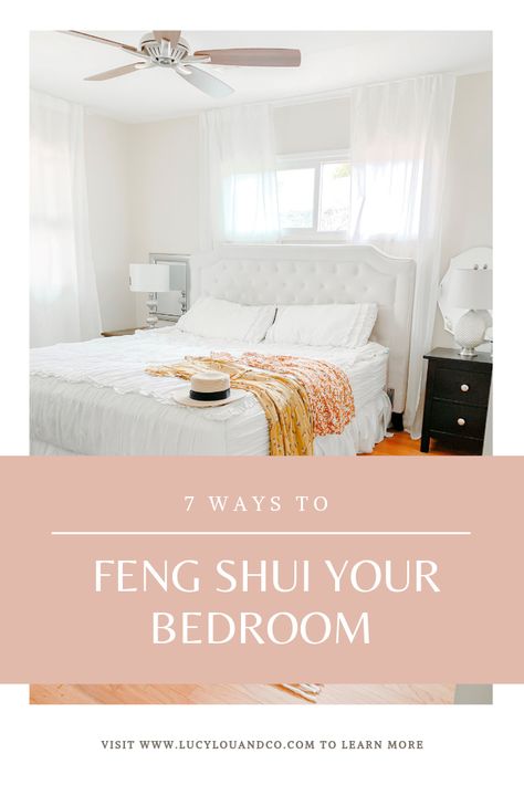 How to Feng Shui Your Bedroom.  Sharing 7 ways to easily feng shui your bedroom.  Including the best feng shui colors, where to place your bed and mirrors. Feng Shui Bed, Feng Shui Bedroom Layout, Rock Bedroom, Feng Shui Room, Feng Shui Your Bedroom, Bedroom Feng Shui, Feng Shui Colors, Bed Placement, Feng Shui Rules