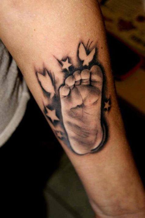 rip-tattoos-05 R.i.p Tattoos For Men, Baby Footprint Tattoo, Rip Tattoo, Butterfly Tattoo On Shoulder, Butterfly Tattoo Meaning, Tattoo Pictures, Back Of Shoulder Tattoo, Small Tattoos With Meaning