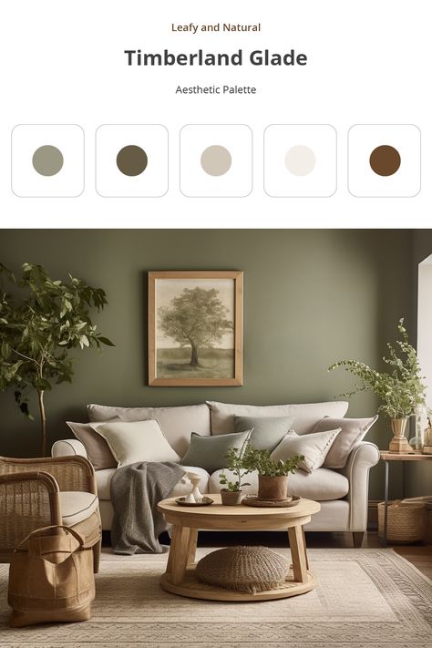 Olive Green House Interior, Sage Green And Brown Living Room, Sage Green And Beige Living Room, Sage Green And Cream Living Room, Earthy Color Palette Living Room, Olive Living Rooms, Sage Living Room, Sage Green Living Room, Green Living Room Decor