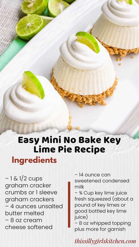 No Bake Key Lime Pie is cute little no-bake pies that will make your family rave for more! These individual frozen pies are an easy mini version of your favorite summertime dessert. Key Lime Pie Recipe No Bake, Frozen Pies, No Bake Key Lime Pie, No Bake Key Lime, Key Lime Pies, Mini Key Lime Pies, Key Lime Pie Easy, Key Lime Pie Recipe, Lime Pie Recipe