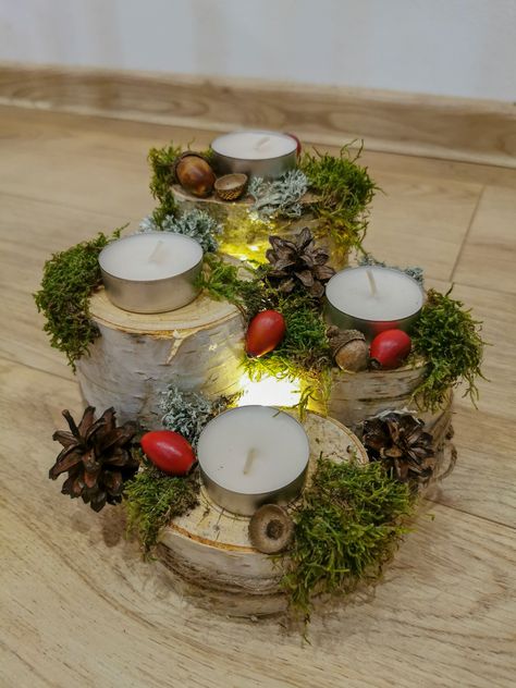 Farmhouse Advent Wreath, Advent Ring Ideas, Wood Advent Wreath, Advent Wreath Diy Kids, Natural Advent Wreath, Christmas Advent Wreath Ideas, Advent Wreath Ideas Homemade, Advent Wreath Natural, Christmas Advent Wreath Diy