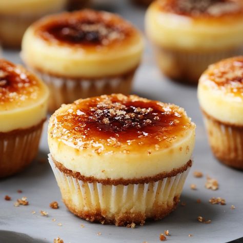 Imagine indulging in a dessert that marries the creamy richness of cheesecake with the elegant simplicity of crème brûlée. These Easy Crème Brûlée Cheesecake Cupcakes are exactly that—a delightful fusion Creme Brulee Cheesecake Cupcakes, Cream Brulee Cheesecake, Creme Brulee Cheesecake Bars, Brulee Cheesecake, Carrot Cake Cheesecake Recipe, Cheesecake Cupcakes Recipe, Creme Brulee Cheesecake, Peach Pound Cakes, Cream Cheese Cupcakes