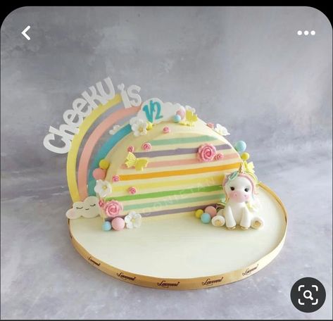 Rainbow Cake 6 Months, Half Cake Birthday 6 Months Girl Unicorn, Rainbow Half Birthday Cake, Half To One Birthday Cake, Half Rainbow Cake, Half Bday Cake Ideas, Six Month Birthday Cake For Girl, 6month Birthday Cake, Half Birthday Ideas For Girls 6 Months Cake