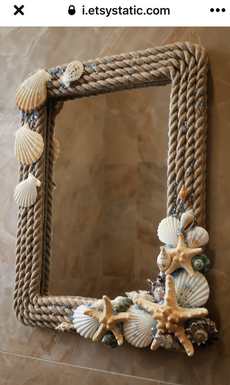 Bathroom Mirror Decor Ideas, See Decoration Ideas, Mirror Frame Color Ideas, Beach Mirror Ideas, Decorative Frames Ideas, Decorated Mirrors Frame Ideas, Handmade Mirror Frame Ideas, Wall Decor Mirror Ideas, Etsy.com Handmade