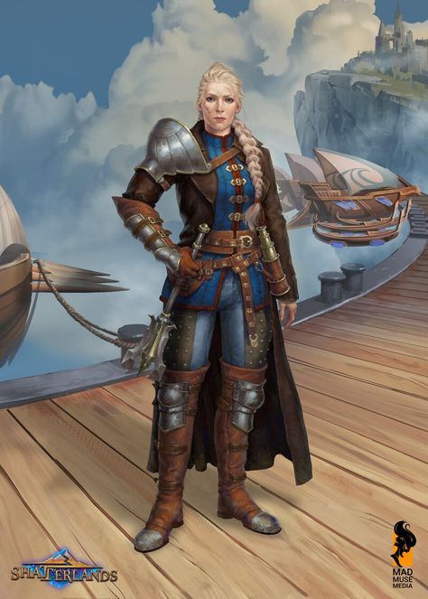 ArtStation - SHATTERLANDS| HERO Airship Captain, Medium Armor, Game Inspiration, Sci Fi Art, Female Images, Art Director, Fantasy Art, Game Of Thrones Characters, Sci Fi