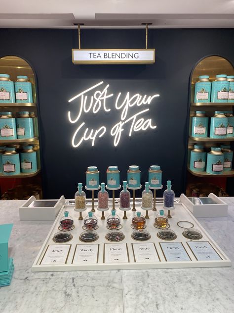 Tea Store Design, Pancake Shop, Tea Business, Tea Display, Tea Lounge, Fortnum Mason, Pharmacy Design, Pop Up Market, Tea Store