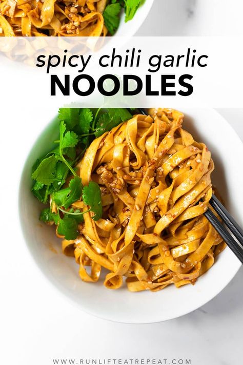 These spicy chili garlic noodles can be made in just 20 minutes and way better than takeout! The spicy garlic sauce has incredible flavor and perfectly spiced. You can easily add chicken or beef to make this a full meal. Spicy Chili Garlic Noodles, Chili Garlic Noodles, Spicy Garlic Sauce, Asian Dinners, Better Than Takeout, Garlic Noodles, Spicy Noodles, Chili Garlic Sauce, Spicy Chili