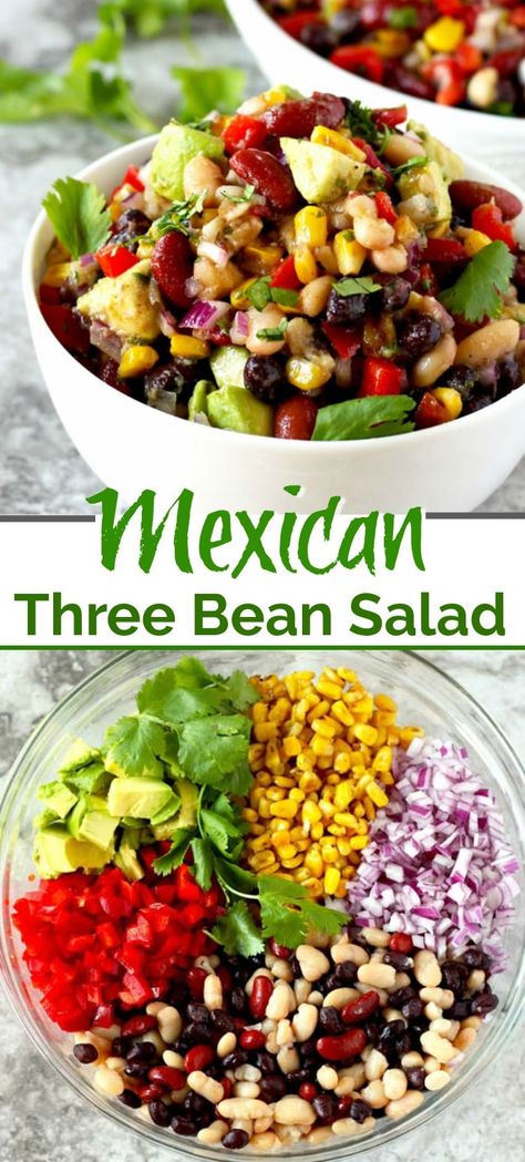 Shrimp And White Bean Salad, Mexican Three Bean Salad, Bean Salad Mexican, Chicken And Bean Salad, 6 Bean Medley Recipes, 6 Bean Salad Recipes, Mexican Bean Salad Recipes, Chicken Bean Salad, Beans Salad Recipes