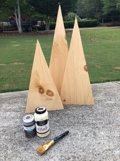 Diy Wooden Angels How To Make, Wooden Triangle Christmas Tree Diy, Plywood Christmas Tree Diy, Wooden Christmas Tree Crafts Diy, Wooden Xmas Trees Farmhouse, Christmas Tree Box Stand Diy Pallet, Unfinished Wood Christmas Tree, Gnomes Made Of Wood, Farmhouse Wood Christmas Tree