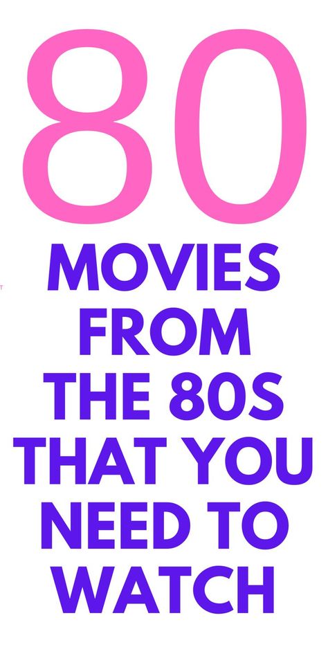 80 MOVIES FROM THE 80'S TO WATCH - Here are the best movies from the 1980's that you don't want to miss! 80 Movies, Movies From The 80s, Flight Of The Navigator, Harry And The Hendersons, Mystic Pizza, Raising Arizona, Driving Miss Daisy, Adventures In Babysitting, 1980s Movies