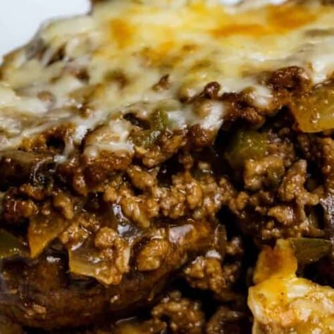 Cheesy Sloppy Joe Casserole (keto) - Low Carb Quick Cheesy Sloppy Joes, Healthy Sloppy Joes, Carb Quick, Sloppy Joe Casserole, Casserole Keto, Mushroom Casserole, Homemade Sloppy Joes, Weeknight Recipes, Atkins Recipes