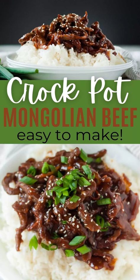 Slow Cooker Mongolian Beef (& VIDEO!) - Crock Pot Mongolian Beef Crock Pot Mongolian Beef, Slow Cooker Mongolian Beef Recipe, Slow Cooker Mongolian Beef, Mongolian Beef Recipes, Mongolian Beef, Crockpot Pork, Crockpot Beef, Crockpot Dishes, Skirt Steak