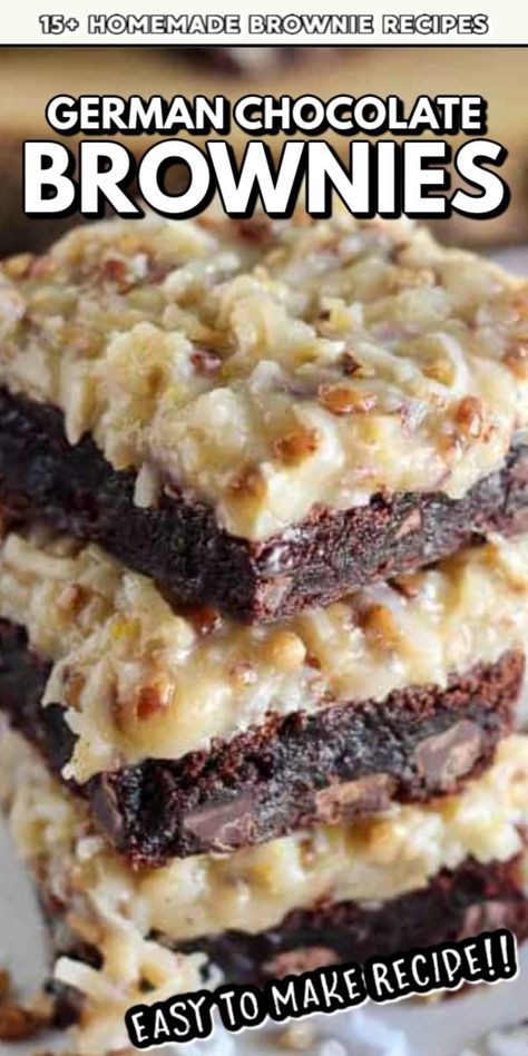 Easy Homemade Brownies, German Chocolate Brownies, Homemade Brownies Easy, Brownie Desserts Recipes, Resep Brownies, Brownies Recipe Homemade, Brownie Desserts, Homemade Brownies, Brownies Recipe Easy