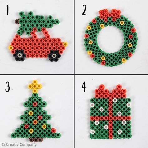 Hama Pearls Christmas, Ornament Perler Beads, Pearler Bead Christmas Ornaments, Fuse Bead Ornaments, Hama Beads Christmas Ornaments, Iron Beads Christmas, Pearler Bead Christmas, Hama Beads Christmas Pattern, Perler Christmas Ornaments