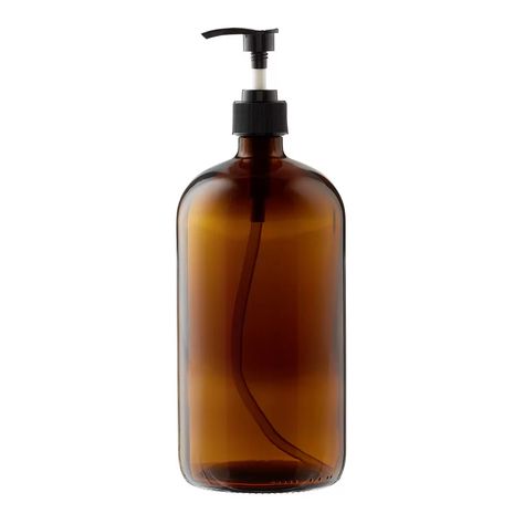 Amber Glass Pump Bottle | The Container Store Laundry Room Accessories, Mudd Room, Laundry Room Baskets, Dorm Bathroom, Glass Soap Dispenser, Cabin Bathrooms, Drying Racks, Drying Rack Laundry, Organizing Labels