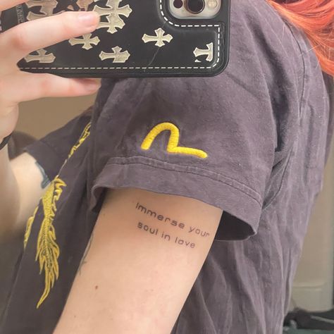 Have A Nice Life Tattoo, Immerse Your Soul In Love Tattoo, In Rainbows Radiohead Tattoo, Radio Head Tattoo, Radiohead Tattoo Ideas, Immerse Your Soul In Love, Radiohead Tattoo, Radiohead Songs, Song Tattoos