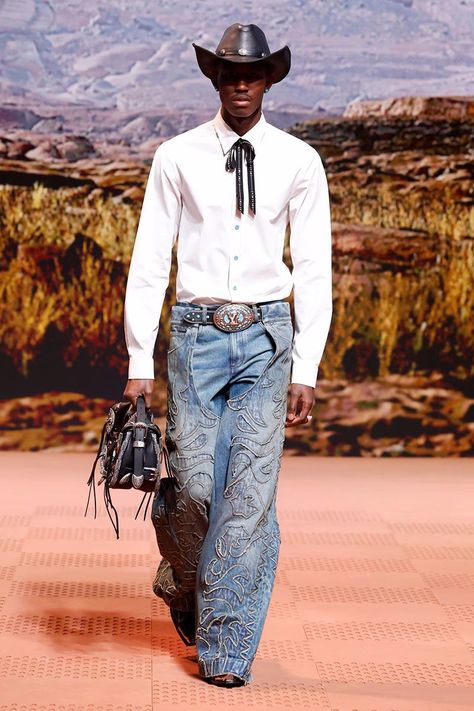 Western cowboy has made an official comeback, here’s how to saddle up in style Cowboy Fashion For Men, Men Western Outfits, Cowboy Outfits For Men, Men Cowboy Outfits, Mens Western Outfits, Western Men Outfits, Cowboy Outfit Men, Ready To Wear Men, Cowboy Outfit For Men