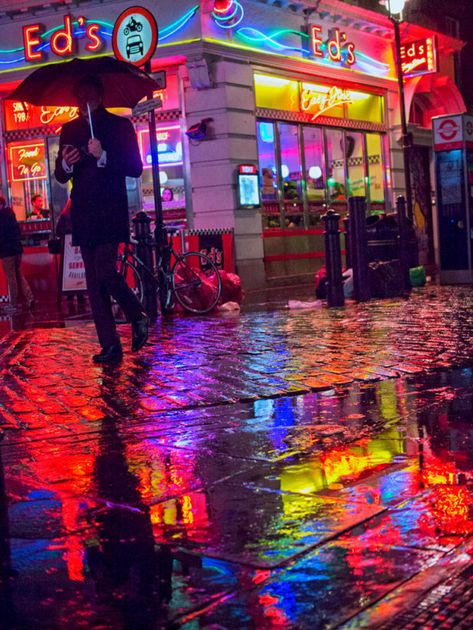 Street Photography Urban, London Street Photography, Night Reflection, Reflection Photography, London Photographer, Soho London, London Photography, London Street, City Street