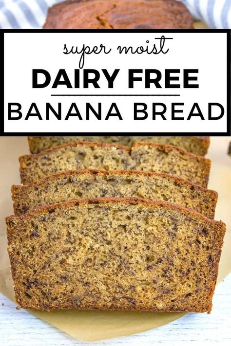 Banana Bread Coconut Oil, Dairy Free Banana Bread, Super Moist Banana Bread, Dairy Free Cooking, Dairy Free Baking, Lactose Free Recipes, Dairy Free Snacks, Coconut Oil Recipes, Gluten Free Banana Bread