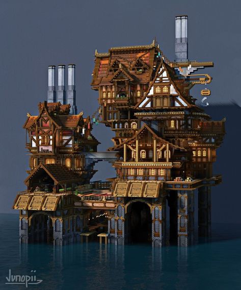 Minecraft Epic Builds, Minecraft Steampunk, Minecraft Structures, Bangunan Minecraft, Steampunk House, Minecraft Cottage, Cool Minecraft Creations, Minecraft Castle, Minecraft Medieval