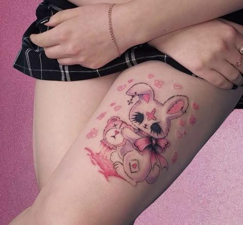 Cutesy Tattoos Simple, Melanie Inspired Tattoos, Kawaii Tattoos, Growth Tattoo, Artwork Tattoo, Grunge Tattoo, Pink Tattoo, Wicked Tattoos, Kawaii Tattoo