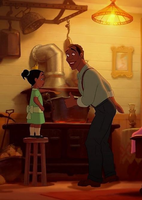 Tiana and her father Tiana Frog, Tiana Disney, Princess Movies, Images Disney, Princess Tiana, Princess And The Frog, Dreamworks Animation, Old Disney, Pinturas Disney