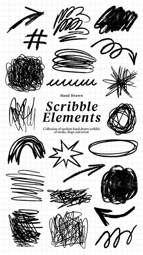 Editable hand-drawn abstract scribble design element set | premium image by rawpixel.com / Aum Scribble Design, Arrow Doodle, Hand Drawn Elements, Scribble Art, Set Ideas, Awesome Designs, Aesthetic Things, Shape Art, Free Design Resources