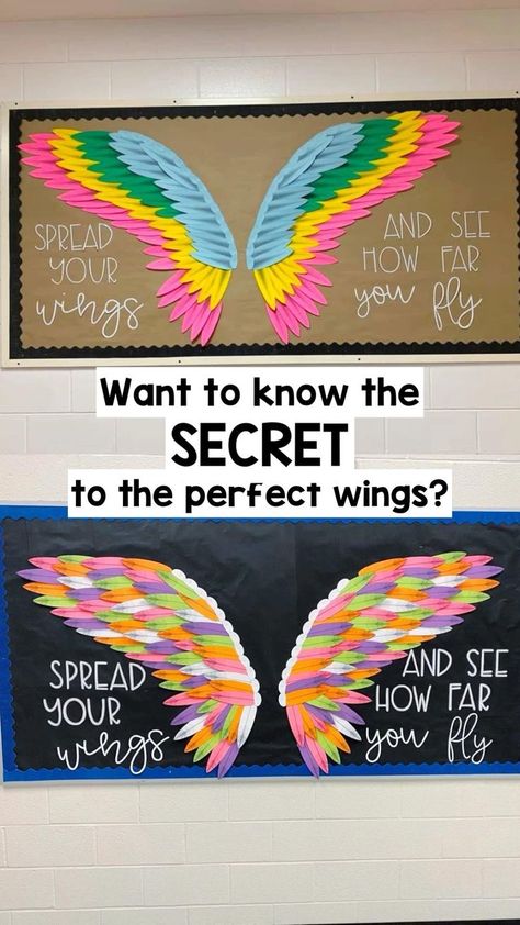 Wings Bulletin Board, Bulletin Boards School, Middle School Bulletin Boards, Church Bulletin Boards, School Doors, Elementary Classroom Decor, Back To School Bulletin Boards, Shelves Diy, Door Decorations Classroom